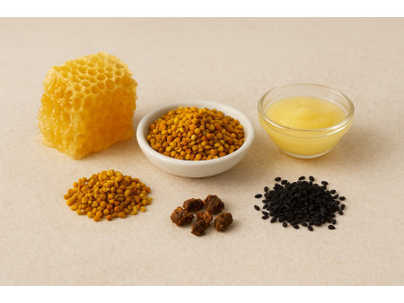 Mélange Royal (Gelée royale, Miel de Sidr, Pollen, Propolis, graine de Nigelle Sativa)
