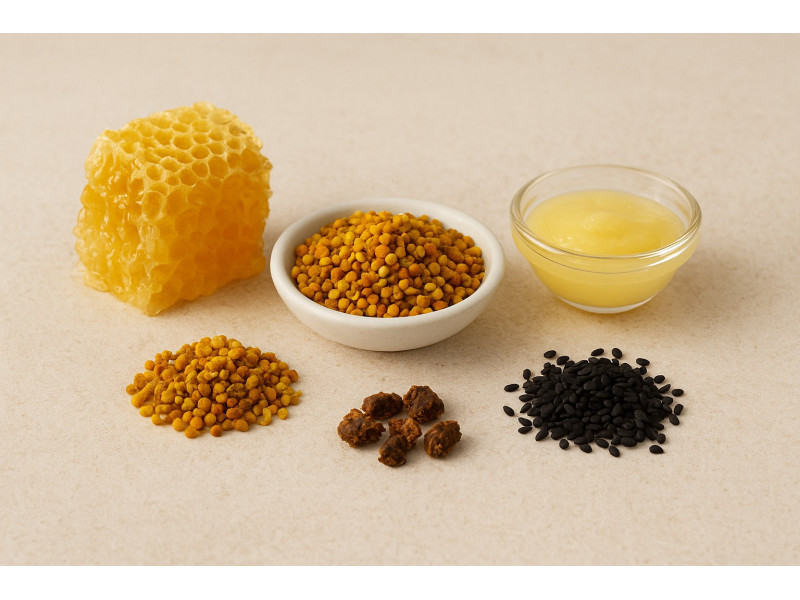 Mélange Royal (Gelée royale, Miel de Sidr, Pollen, Propolis, graine de Nigelle Sativa)