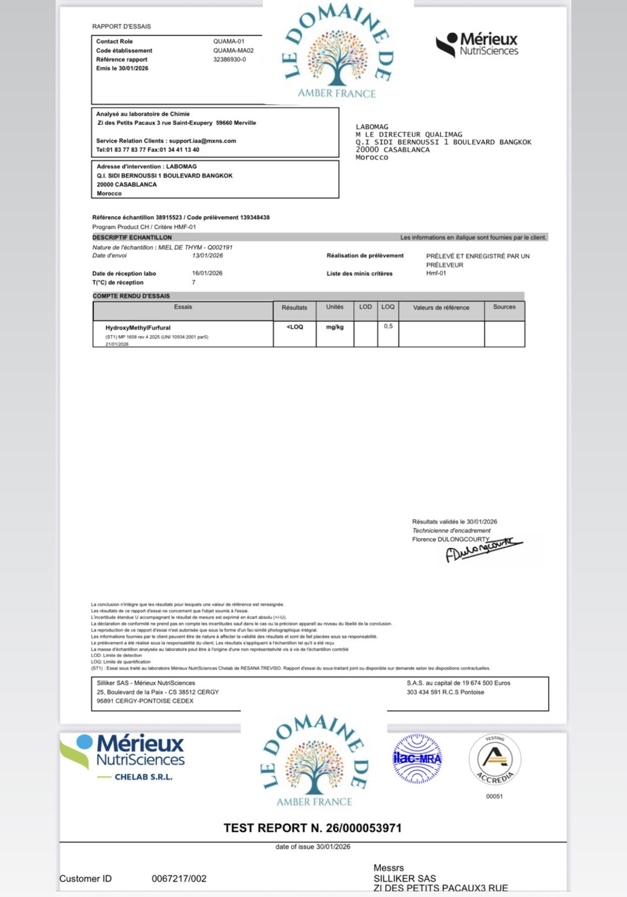 Les Analyses et l'Origine, la Transparence notre Ethique !